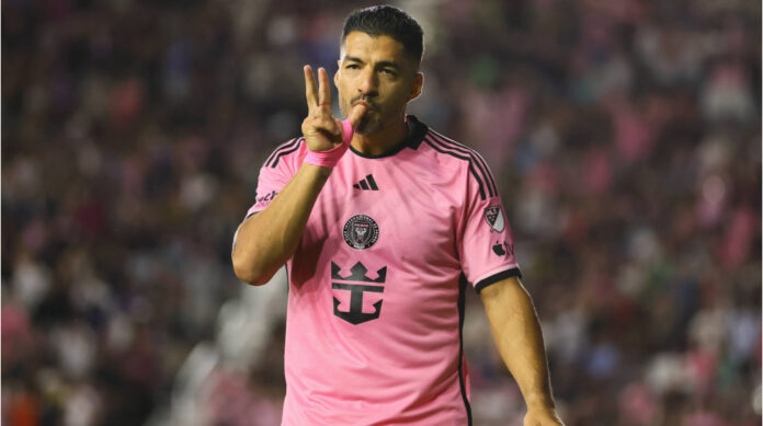 Luis Suarez celebrating a goal for Inter Miami