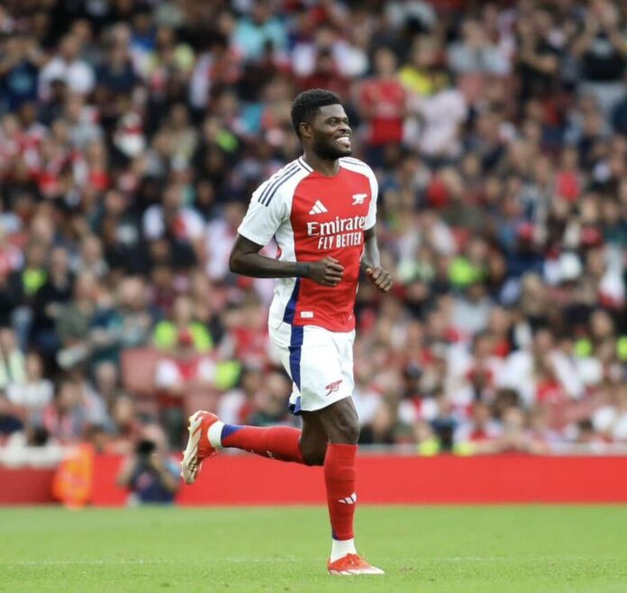 Thomas Partey, 28, in action in the Premier League for Arsenal FC