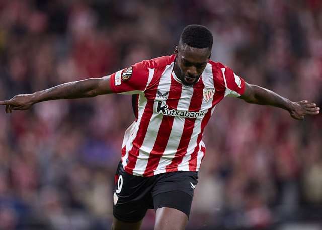 Inaki Williams celebrates a goal against Fernebache in the Europa League