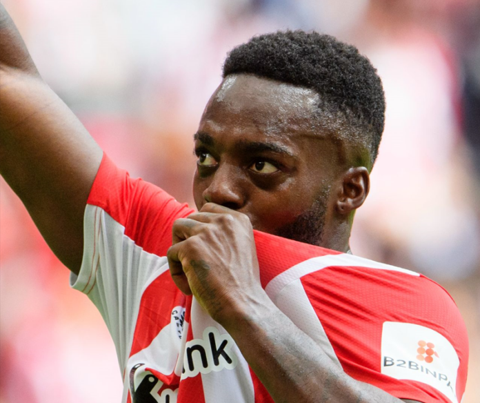 Inaki Williams celebrates a goal for Athletic Bilbao in the La Liga