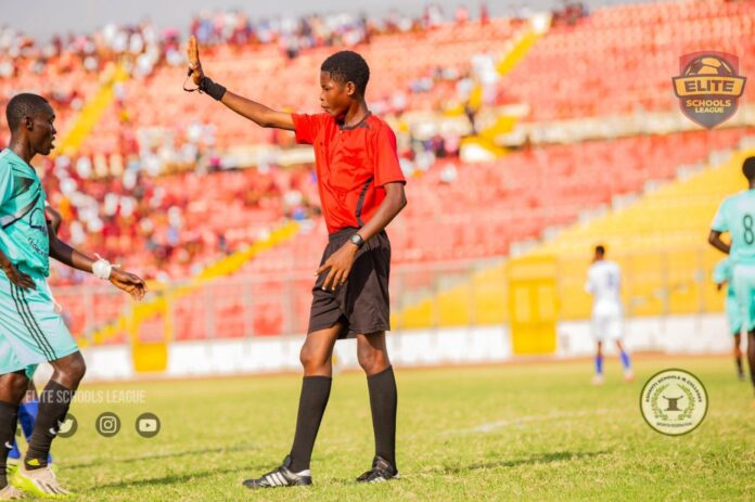 Benedict Agyei officiating in the Ashanti Region Inter Schools championship